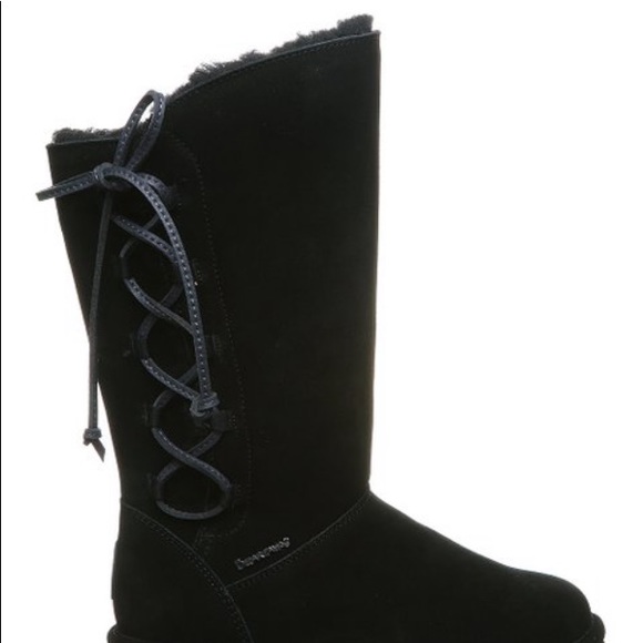 BRAND NEW BLACK SUEDE-WOOL NEVERWET ADJUSTABLE BOOTS - Picture 3 of 10